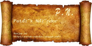 Peták Nándor névjegykártya