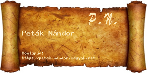 Peták Nándor névjegykártya